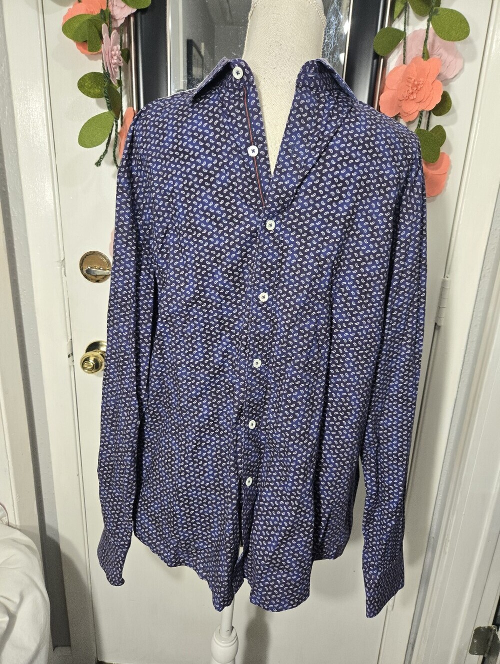 Bugatchi Uomo Men's Button Down Shaped Fit Shirt Sz Large